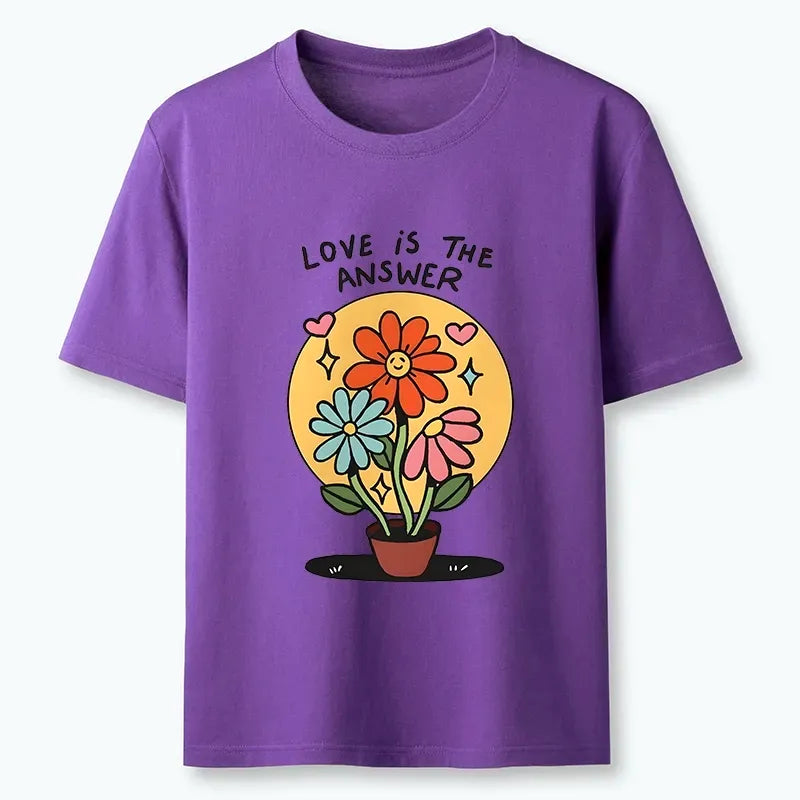 Kyoto-Lion Happy Blooms Say Love Solves All Things Classic T-Shirt