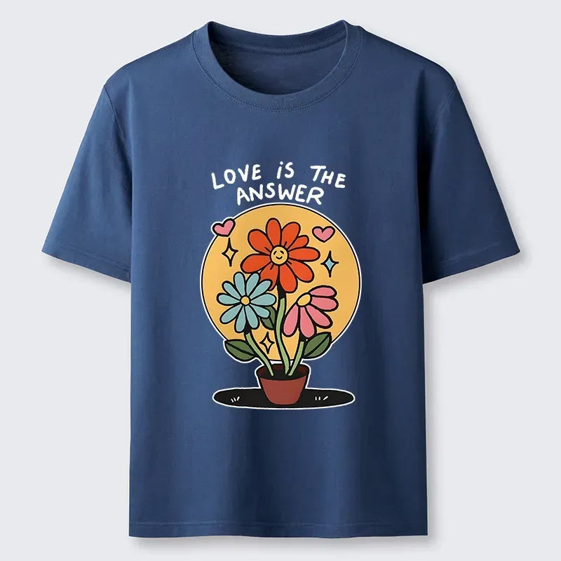 Kyoto-Lion Happy Blooms Say Love Solves All Things Classic T-Shirt