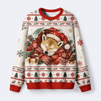 Kyoto-Lion Sleepy Shiba Meme Fuzzy Christmas Ugly Sweatshirt