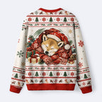 Kyoto-Lion Sleepy Shiba Meme Fuzzy Christmas Ugly Sweatshirt