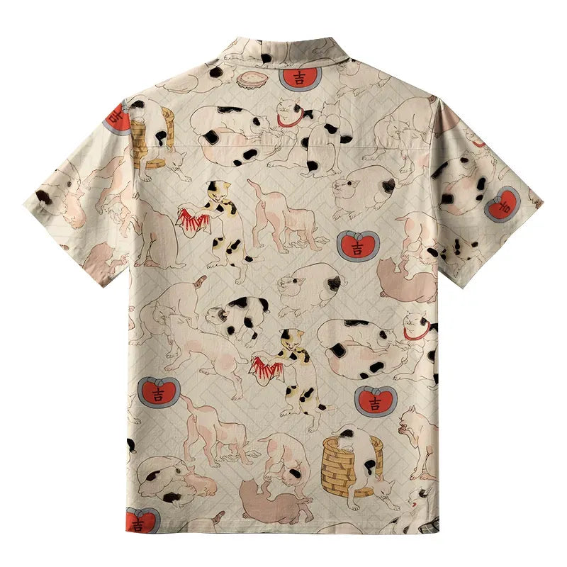 Ukiyo-e cat shirt free shipping