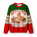 Kyoto-Lion Santa's Little Baker Cat Fuzzy Christmas Ugly Sweatshirt