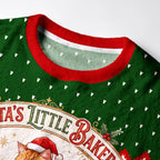 Kyoto-Lion Santa's Little Baker Cat Fuzzy Christmas Ugly Sweatshirt