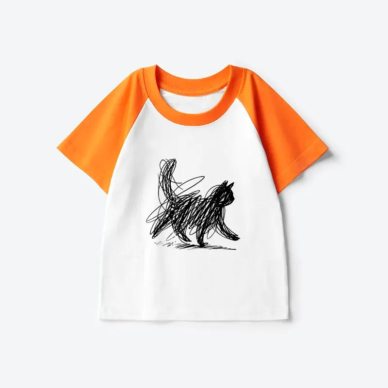 Comfortable Cat Art Kids Raglan T-shirt for Vacation