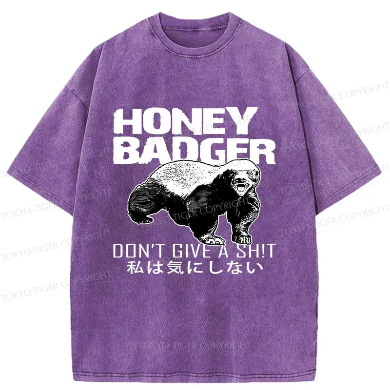 Kyoto-Lion Honey Badger Funny Washed T-Shirt