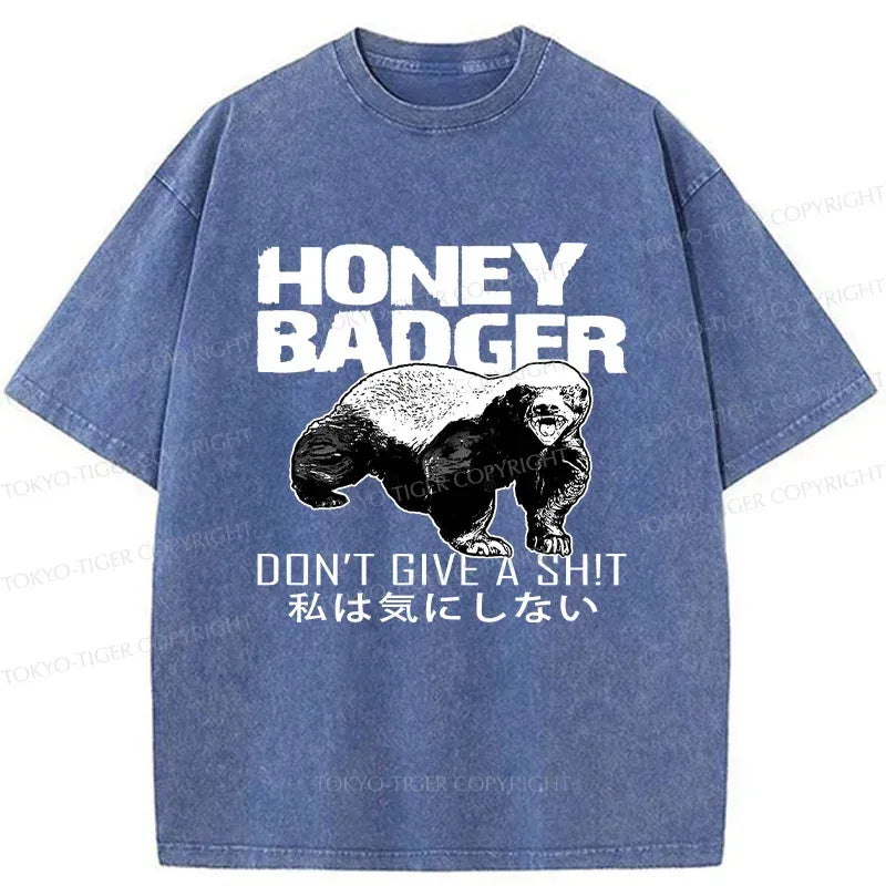 Kyoto-Lion Honey Badger Funny Washed T-Shirt