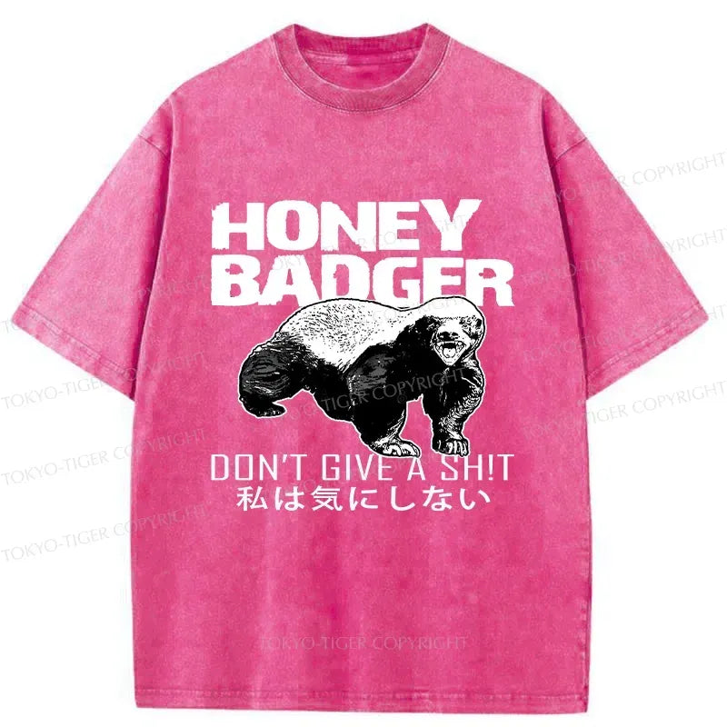 Kyoto-Lion Honey Badger Funny Washed T-Shirt