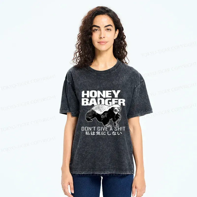 Kyoto-Lion Honey Badger Funny Washed T-Shirt