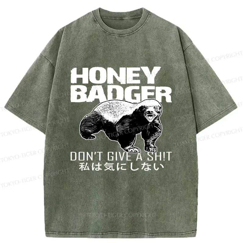 Kyoto-Lion Honey Badger Funny Washed T-Shirt