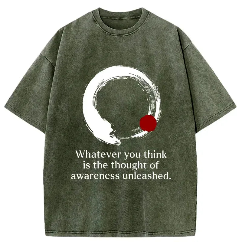 Japanese Zen Washed T-Shirt for Daily Wear