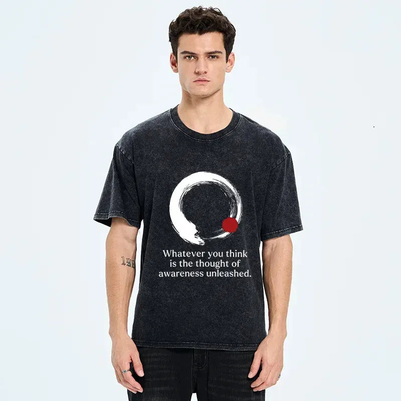 Kyoto-Lion Zen Thought Washed T-Shirt