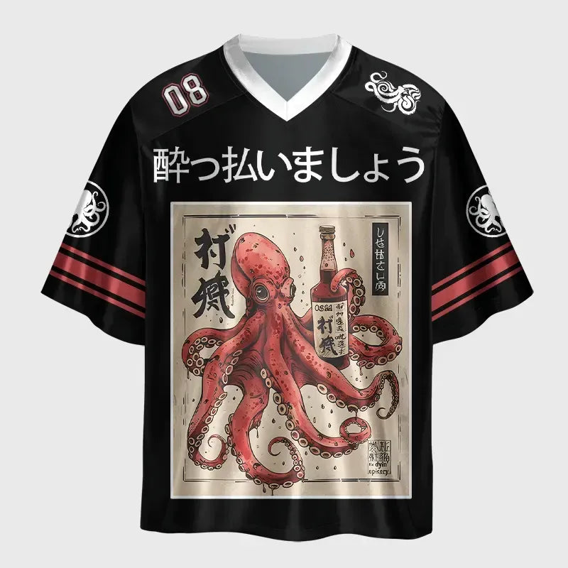 Glossy Oversized Octopus Jersey for Streetwear