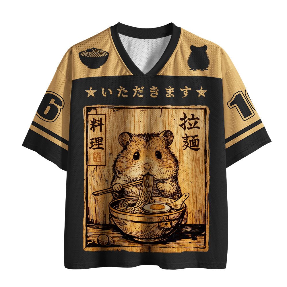 Kyoto-Lion The hamster eating ramen Mesh Jersey