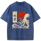 Japanese retro octopus t-shirt for summer