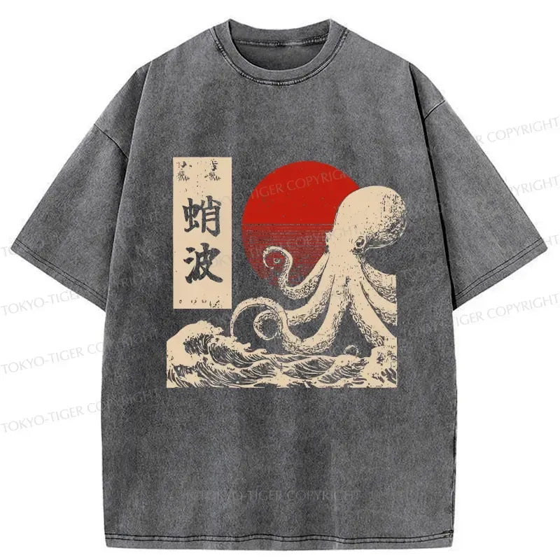 Japanese retro octopus t-shirt for summer