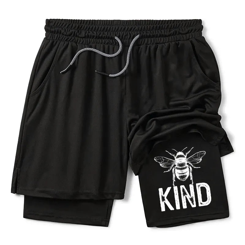 Kyoto-Lion Minimalist Bee Kind Illustration Training Shorts