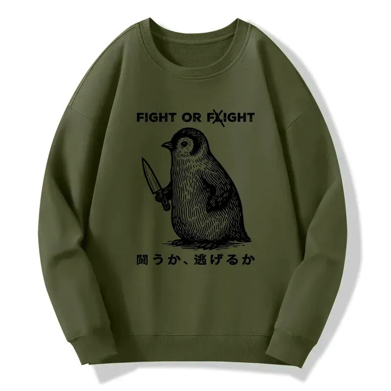 Kyoto-Lion Funny Fight Or Flight Classic Sweatshirt