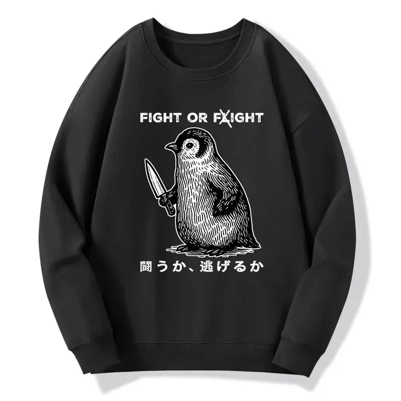 Kyoto-Lion Funny Fight Or Flight Classic Sweatshirt