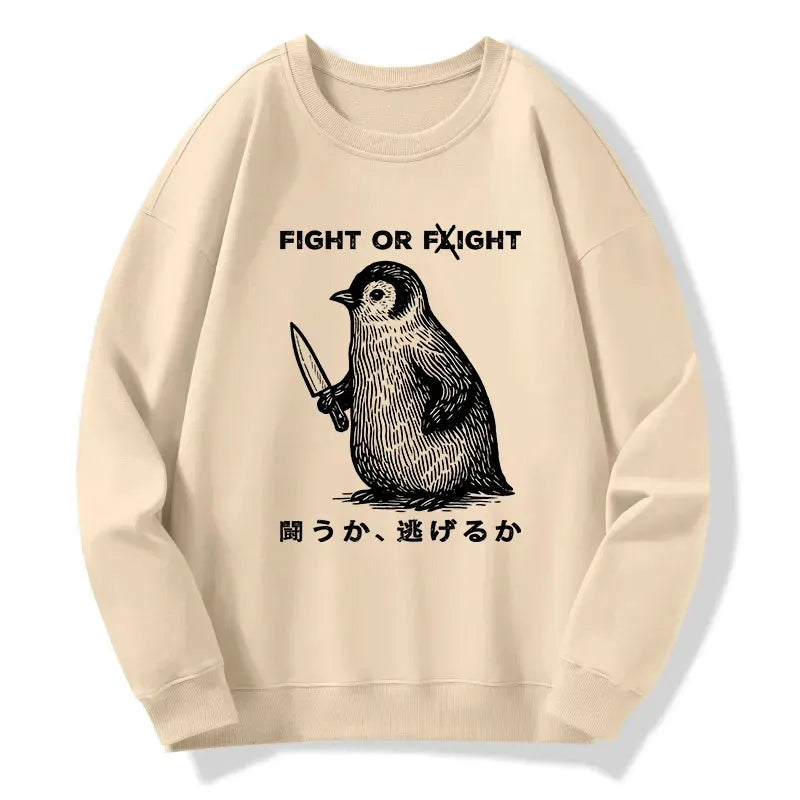 Kyoto-Lion Funny Fight Or Flight Classic Sweatshirt