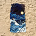 Kyoto-Lion The Great Wave Off Cat Beach Towel