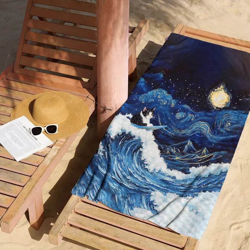 Japanese Cat Beach Towel for Vacation