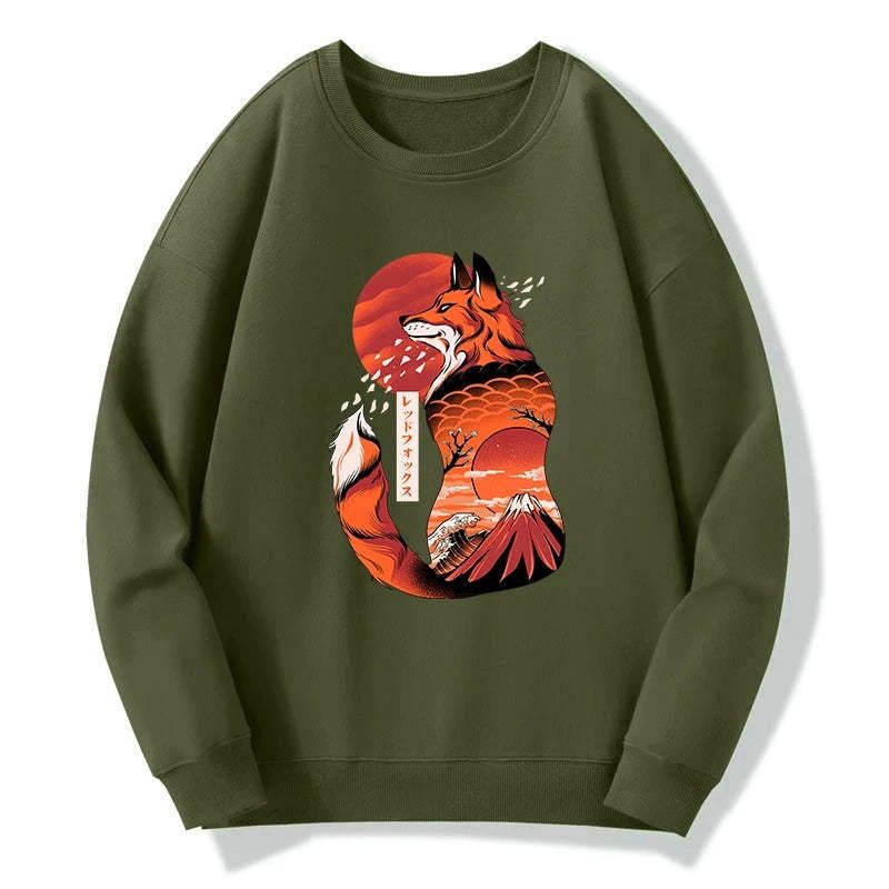 Kyoto-Lion Japanese Fox KitsuneTattoo Sweatshirt