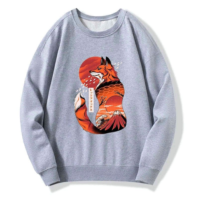 Japanese Kitsune Tattoo Sweatshirt for Daily Wear