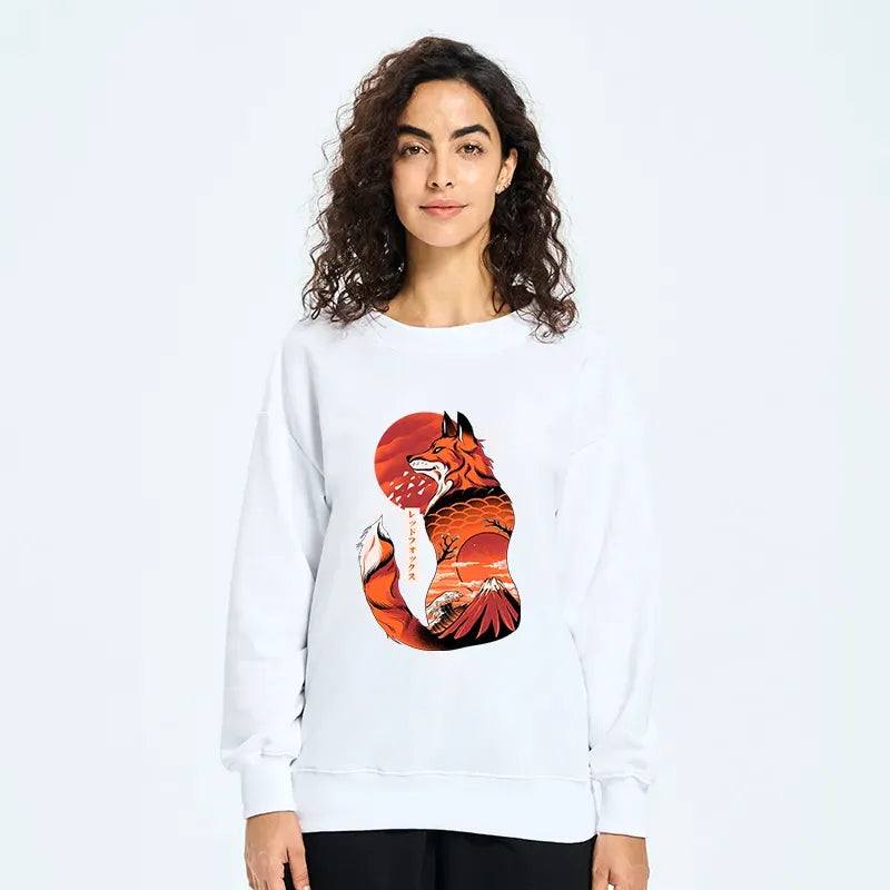 Unisex Fox Tattoo Sweatshirt for Casual
