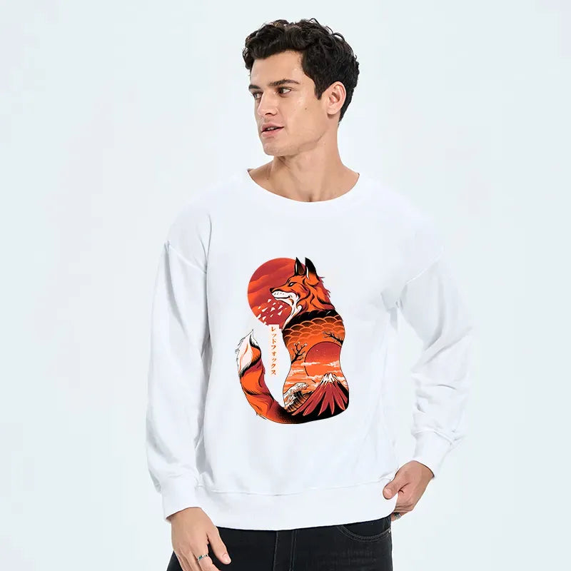 Japanese Kitsune Tattoo Sweatshirt for Daily Wear