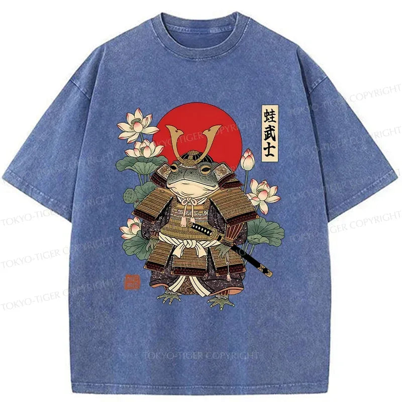 Kyoto-Lion Traditional Frog Samurai Washed T-Shirt