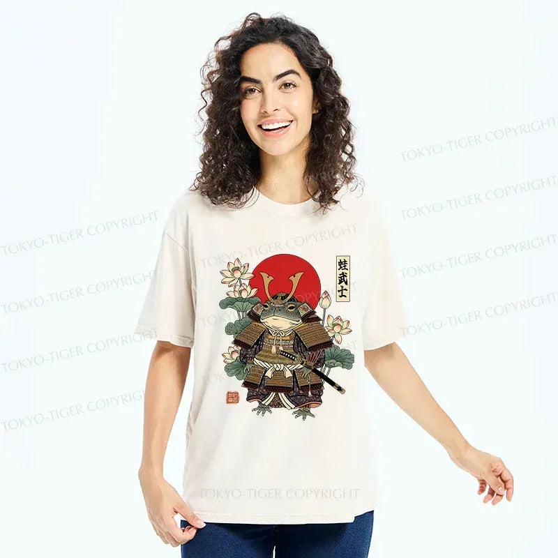 Kyoto-Lion Traditional Frog Samurai Washed T-Shirt