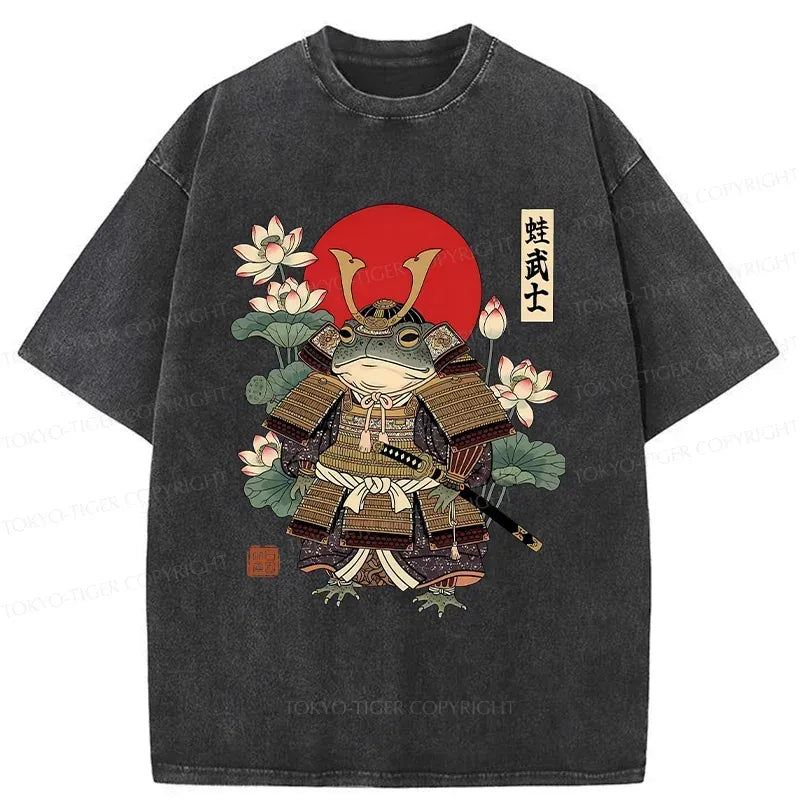 Kyoto-Lion Traditional Frog Samurai Washed T-Shirt