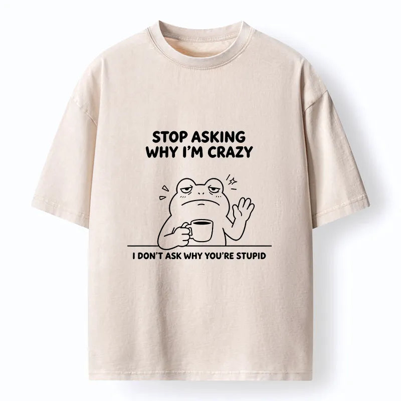 Kyoto-Lion Mad Coffee Frog Meme Washed T-Shirt