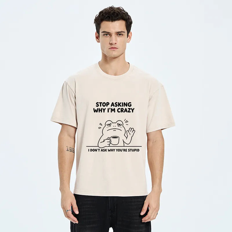 Kyoto-Lion Mad Coffee Frog Meme Washed T-Shirt