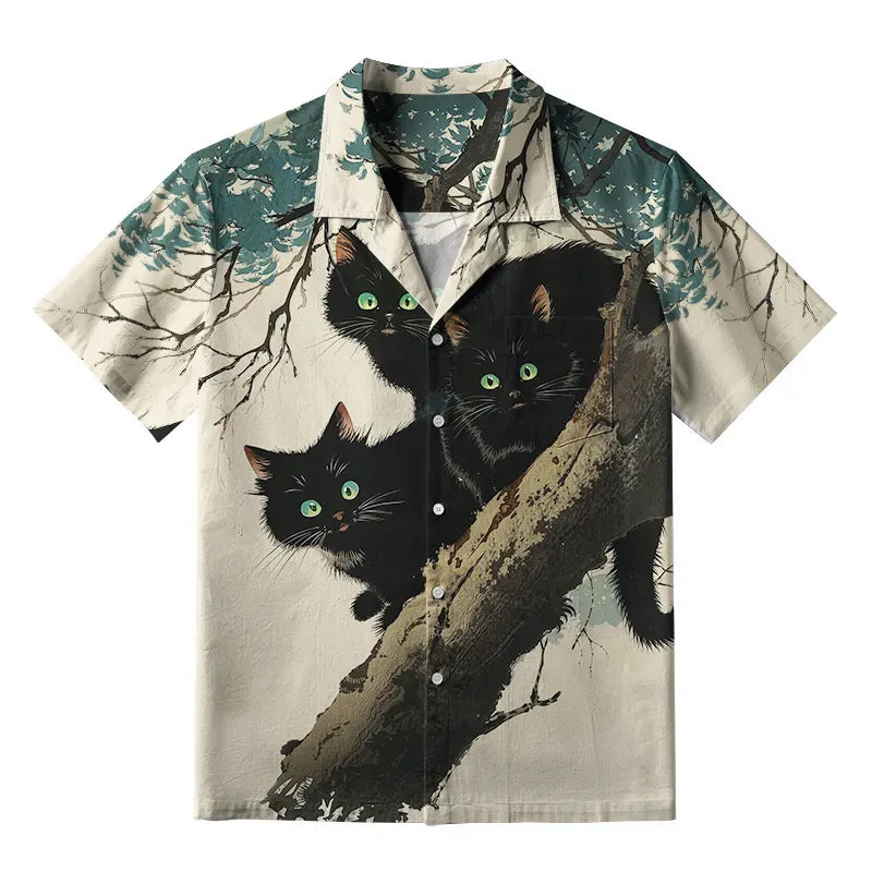 Three Shocked Cats Hawaiian Shirt for Men