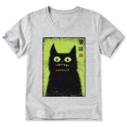 Japanese black cat v-neck t-shirt