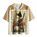 Unisex Samurai Cat Streetwear Top