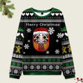 Kyoto-Lion Japanese Daruma Black Christmas Ugly Sweatshirt