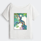 Kyoto-Lion Colorful Magic Tree Off Shoulder T-Shirt