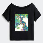 Colorful Magic Tree Off Shoulder T-Shirt