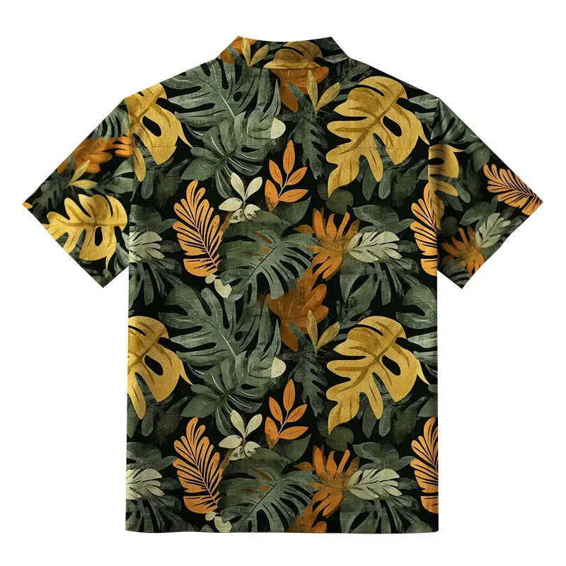 Kyoto-Lion Tropical Leaf Frenzy Button-up Shirt