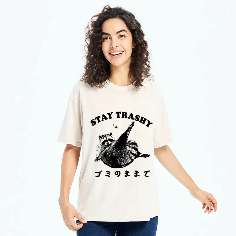 Kyoto-Lion Raccoon Stay Trashy Washed T-Shirt