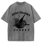 Kyoto-Lion Raccoon Stay Trashy Washed T-Shirt