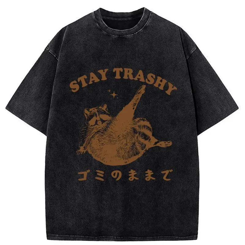 Kyoto-Lion Raccoon Stay Trashy Washed T-Shirt