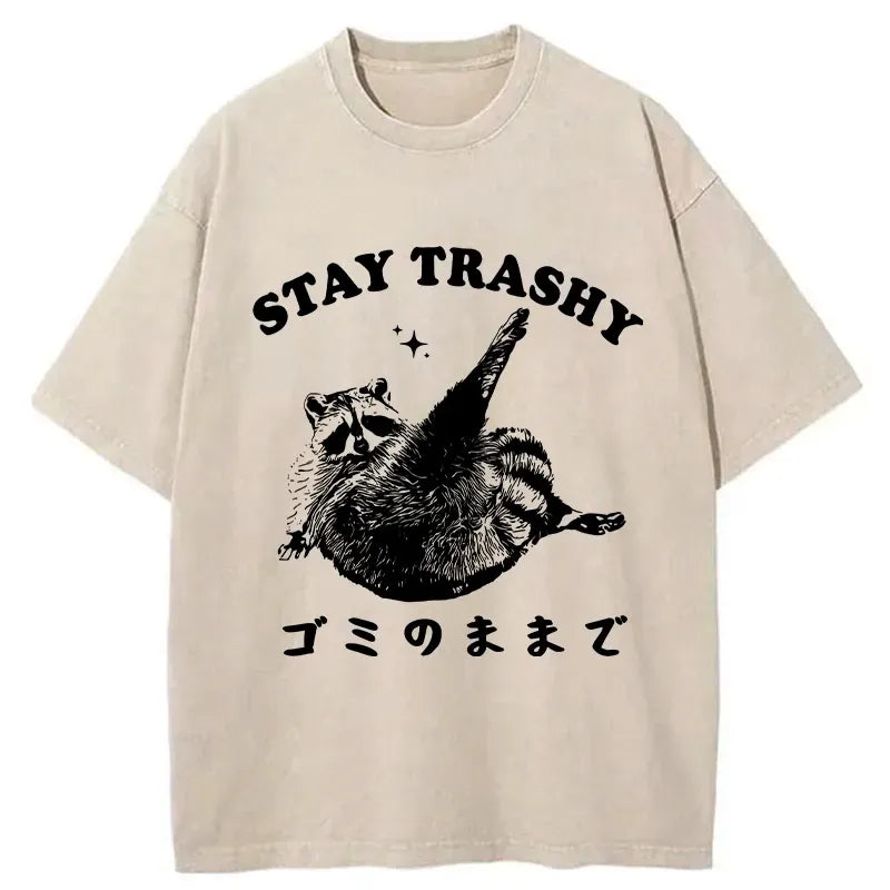 Kyoto-Lion Raccoon Stay Trashy Washed T-Shirt