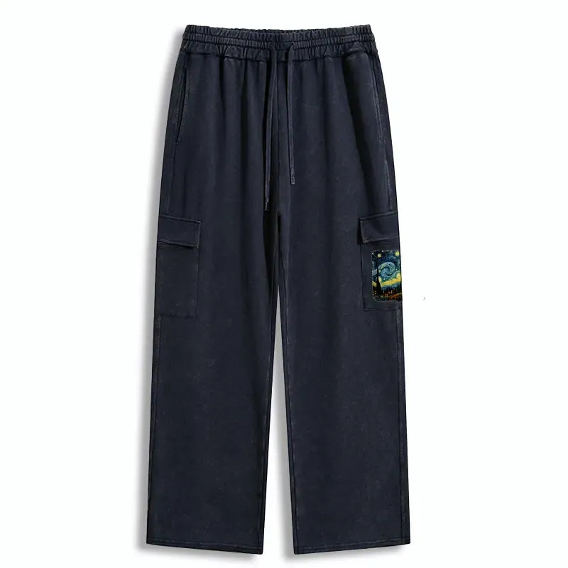 Starry night cat utility sweatpants free shipping