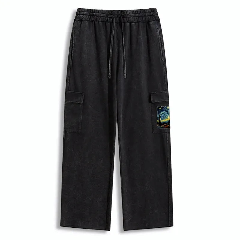 Starry night cat utility sweatpants free shipping