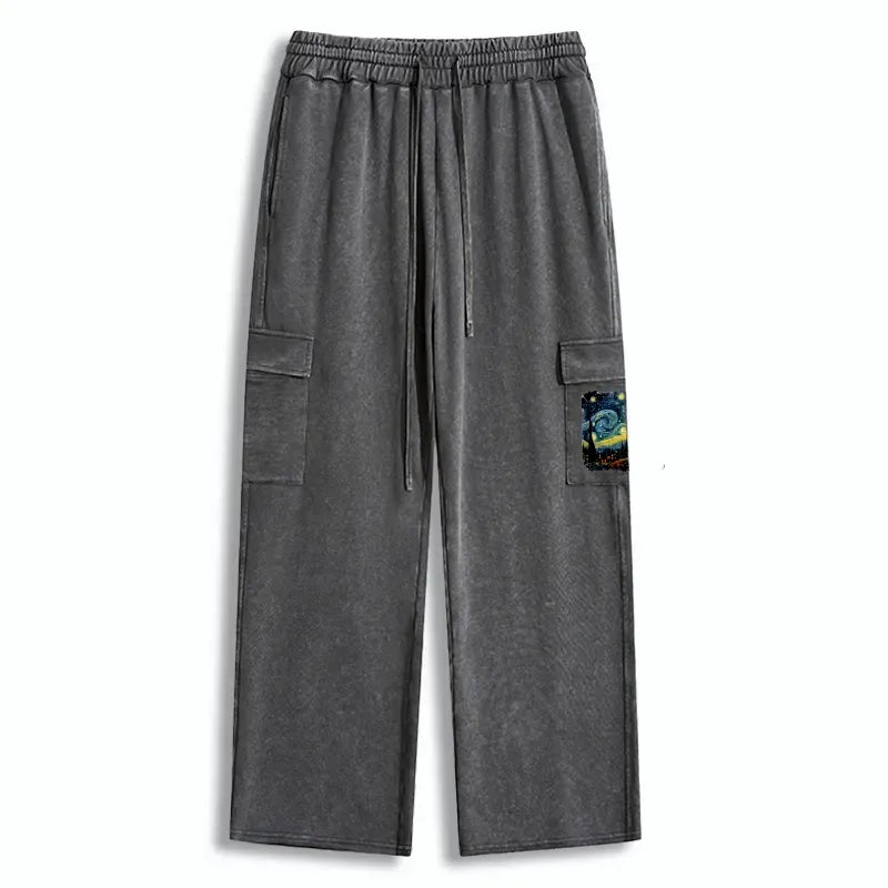Starry night cat utility sweatpants free shipping