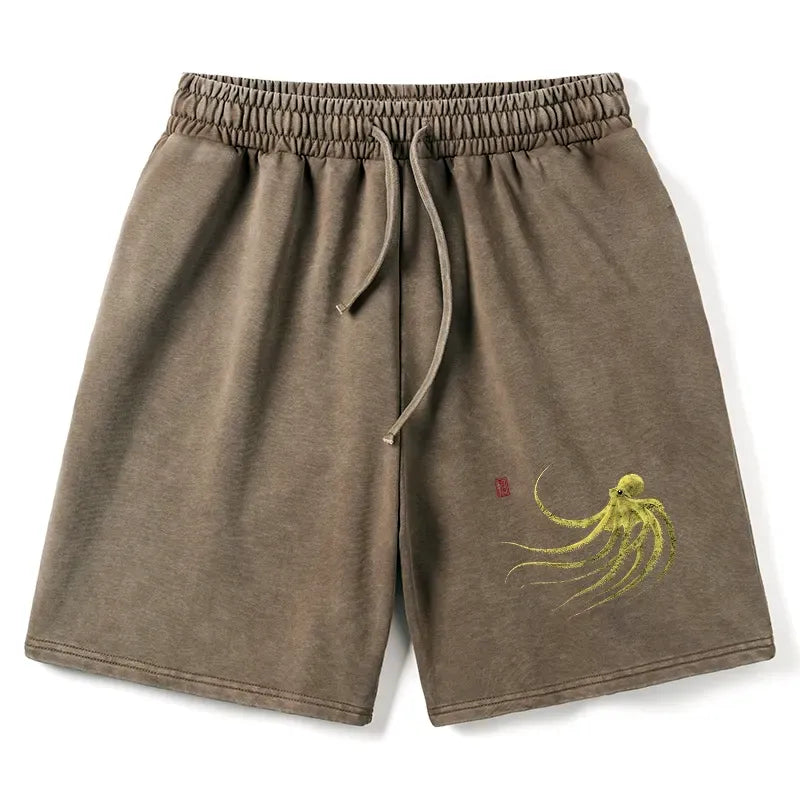 Japanese Retro Octopus Shorts on Sale