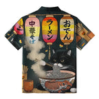 Vintage Cat Eating Ramen Hawaiian Shirt